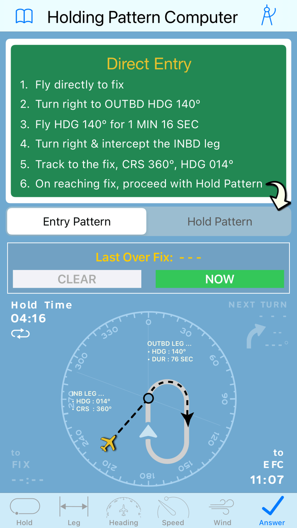 Holding Pattern Computer -Entry Procedure Tab